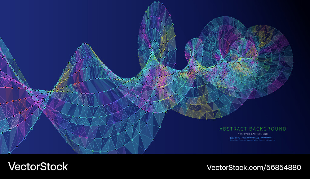 Abstract grid helix from color polygons in dark vector image