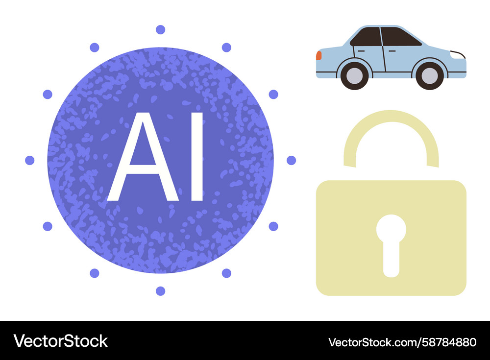 Artificial intelligence concept with security Artificial intelligence concept with security Vector Image