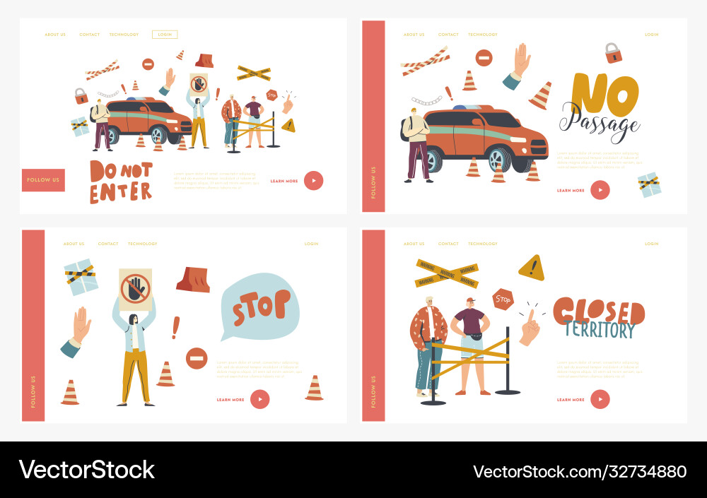 Automatic barrier checkpoint landing page Automatic barrier checkpoint landing page vector image