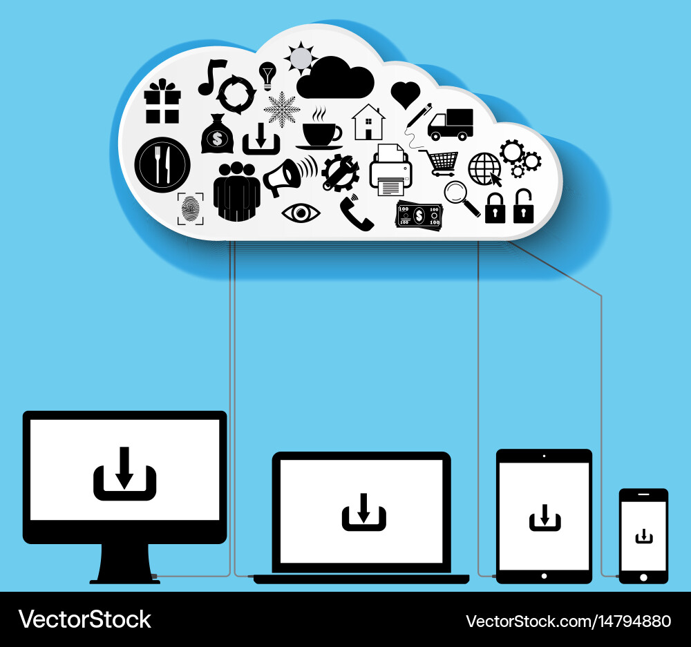 Cloud computing data storage vector image