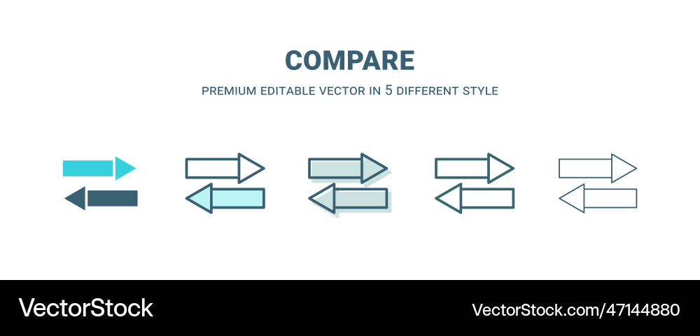 Compare icon in 5 different style outline filled Compare icon in 5 different style outline filled vector image
