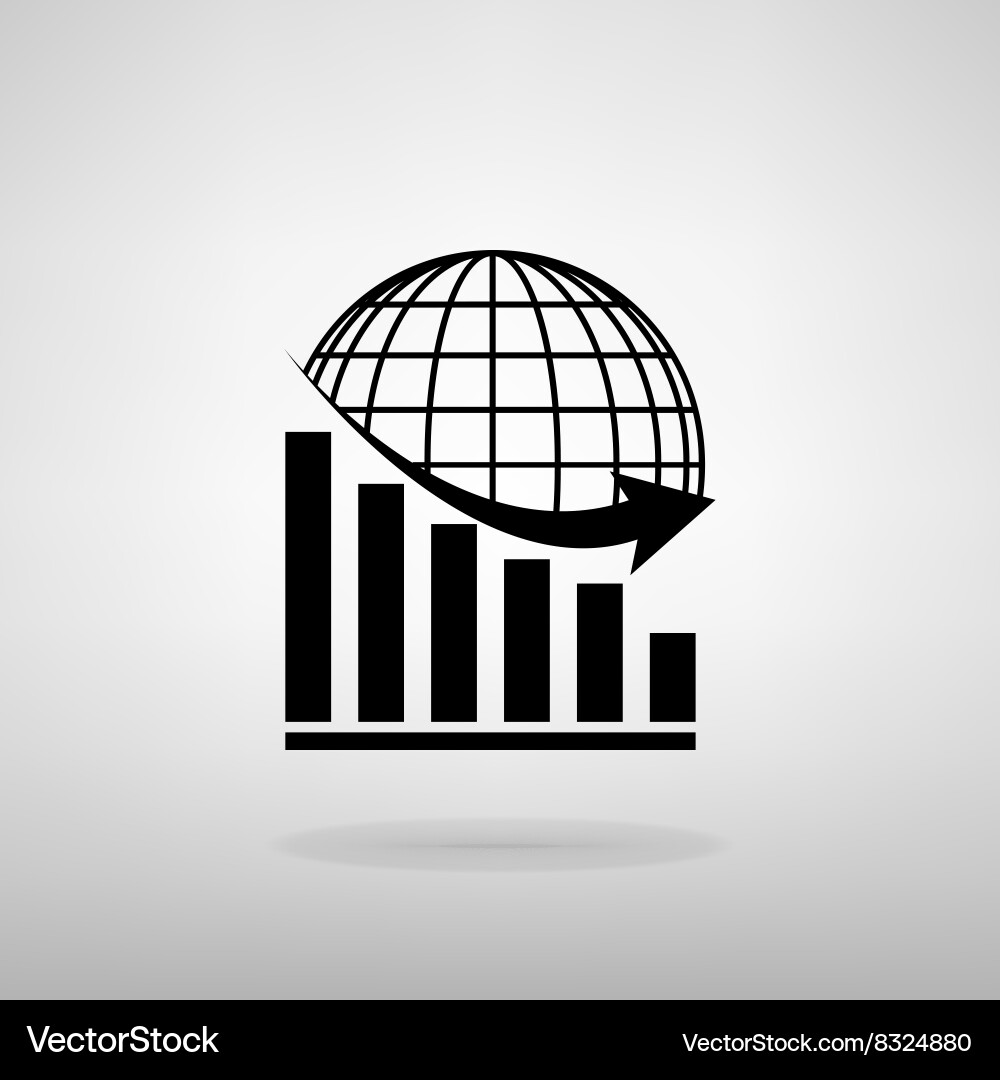 Declining graph with earth Vector Image