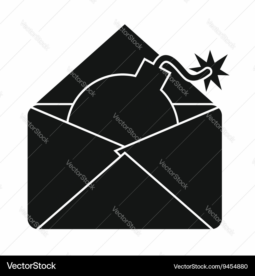 Envelope with bomb icon simple style vector image