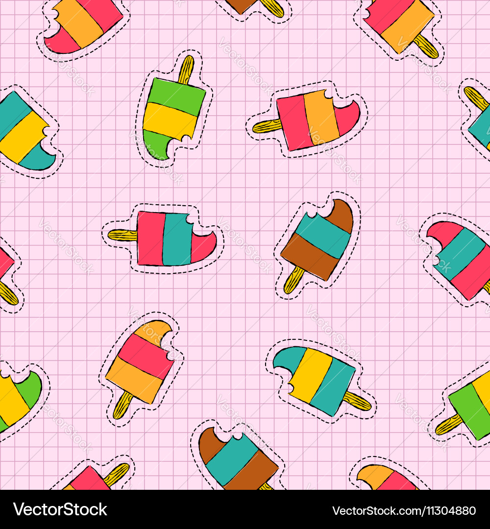 Ice Cream Popsicle Patch Pattern vector image
