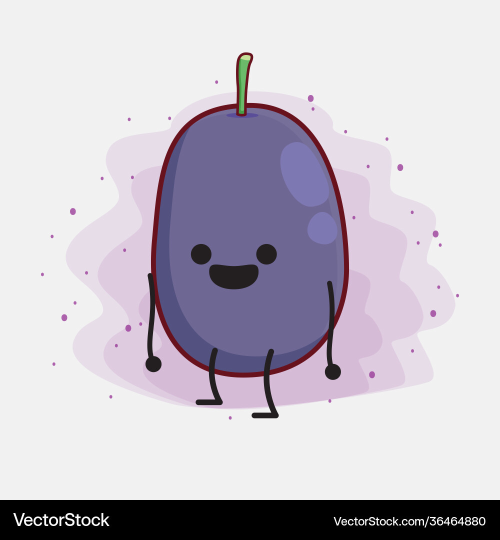 Java plum fruit cute character with simple face vector image