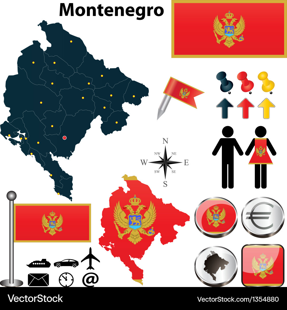 Map of montenegro Royalty Free Vector Image - VectorStock