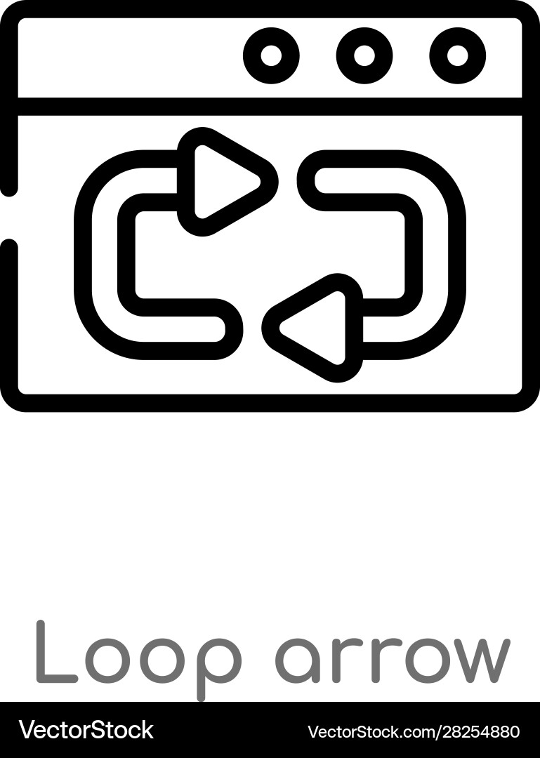 Outline loop arrow icon isolated black simple vector image