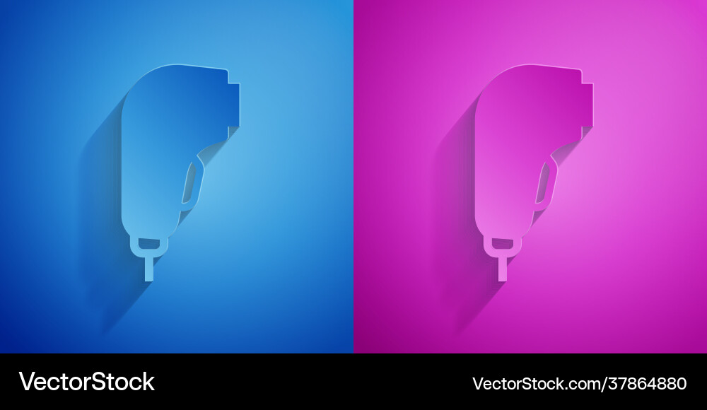 Paper cut scanner scanning bar code icon isolated vector image