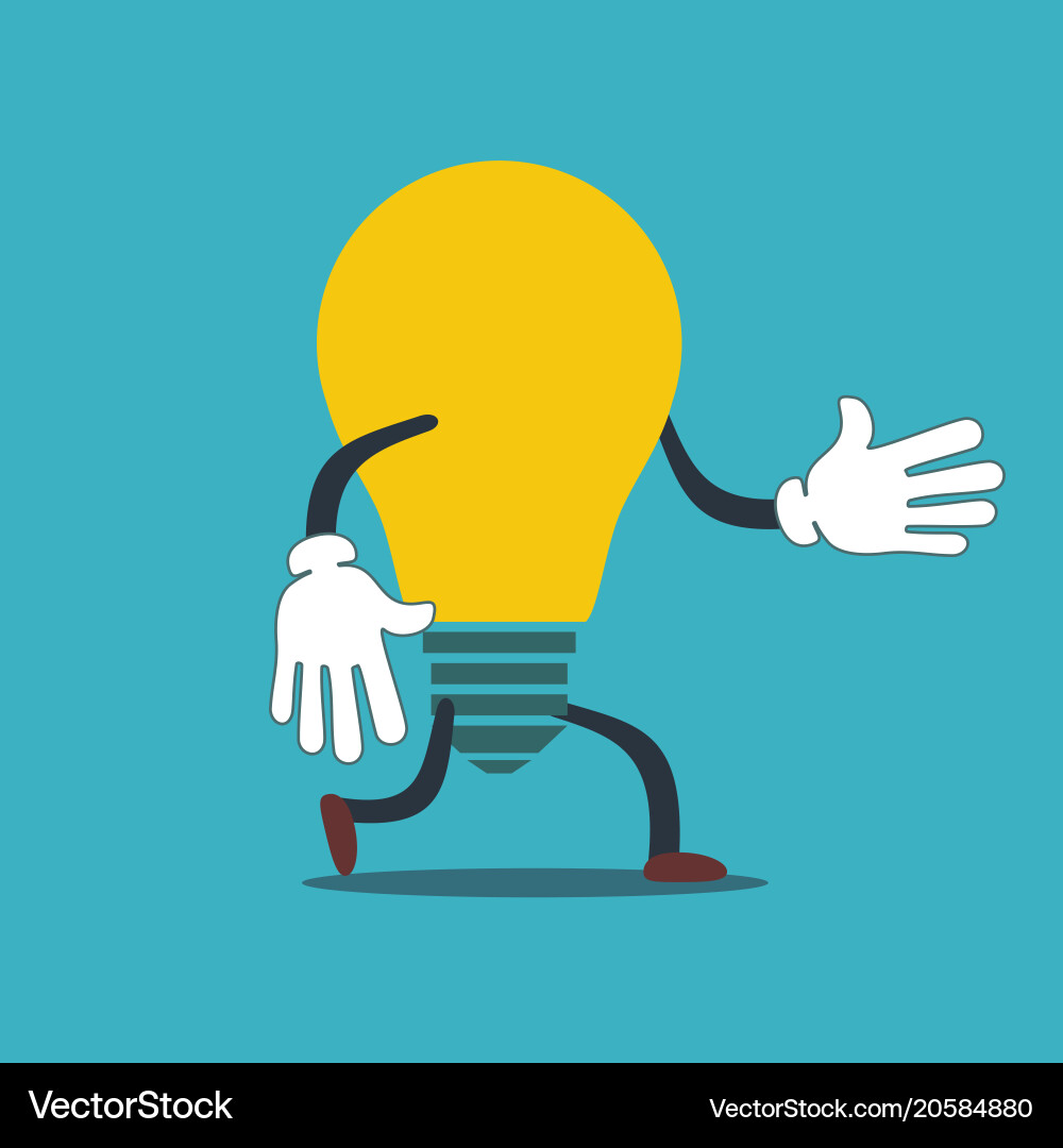 Quick idea a running light bulb vector image