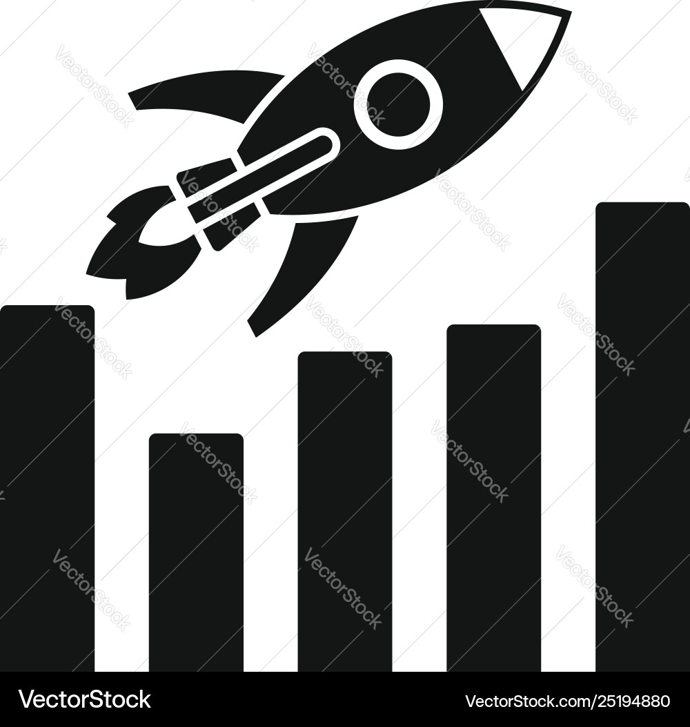 Rocket graph up icon simple style Rocket graph up icon simple style vector image
