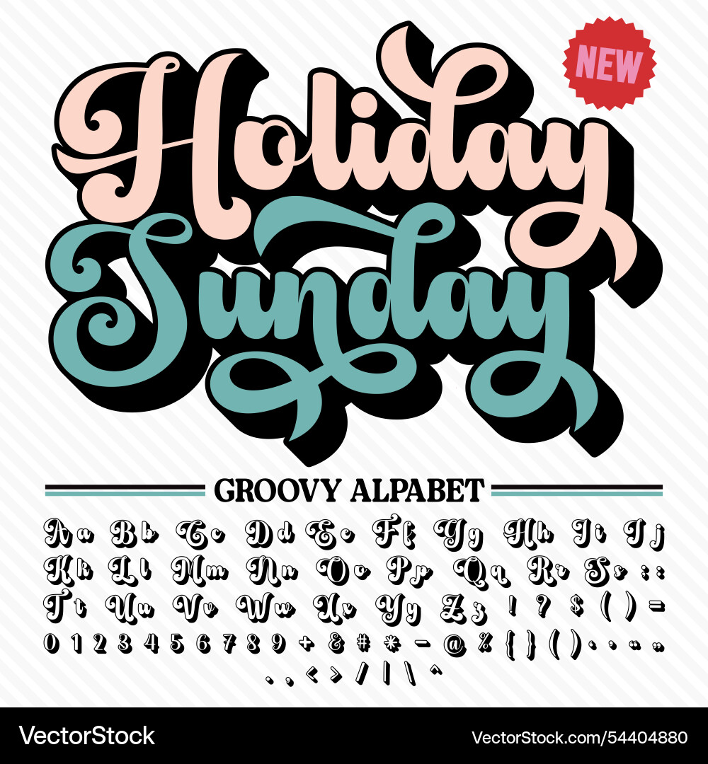 Script groovy retro vintage display bold font Script groovy retro vintage display bold font vector image