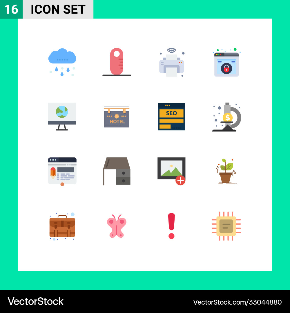 Set 16 flat colors on grid for computer Vector Image