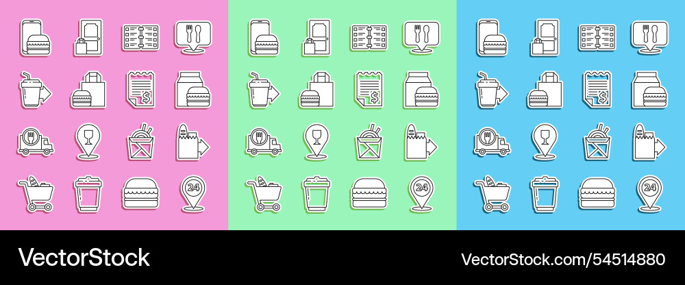 Set line round the clock delivery online ordering Set line round the clock delivery online ordering Vector Image