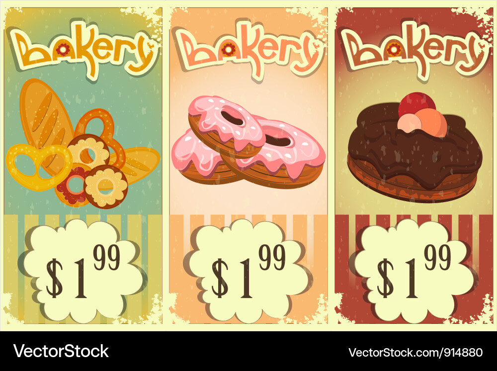Vintage Bakery Price Tags Vector Image