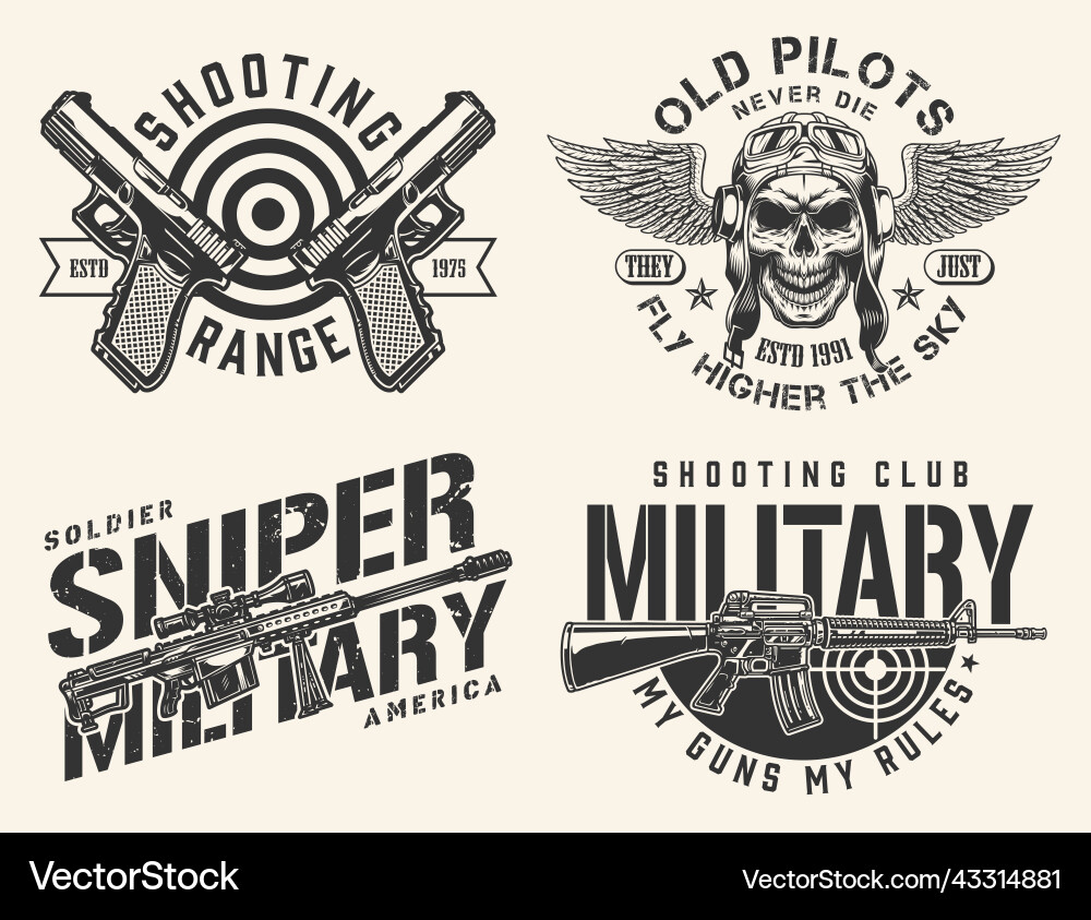 Army weapons set monochrome element Army weapons set monochrome element vector image