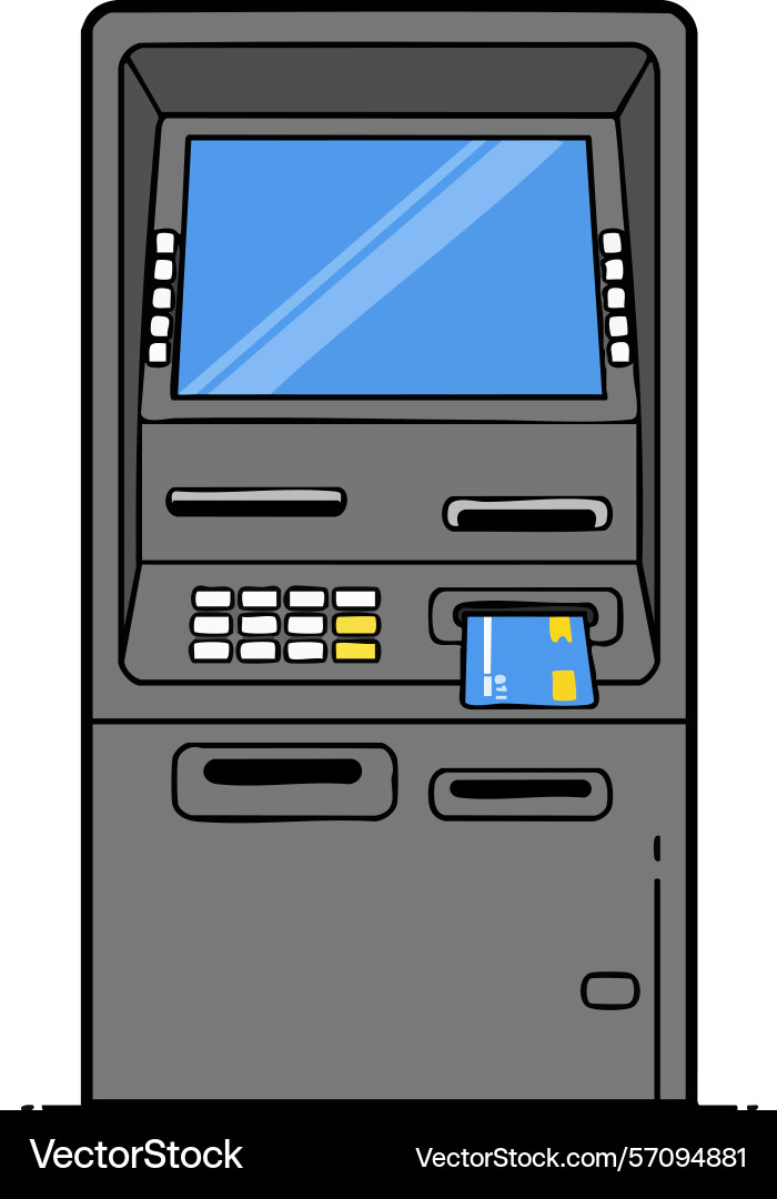 Automated teller machine with credit card Automated teller machine with credit card vector image