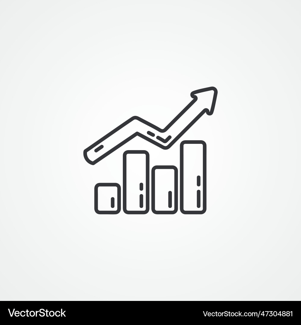 Bar chart line icon growing graph outline Bar chart line icon growing graph outline Vector Image