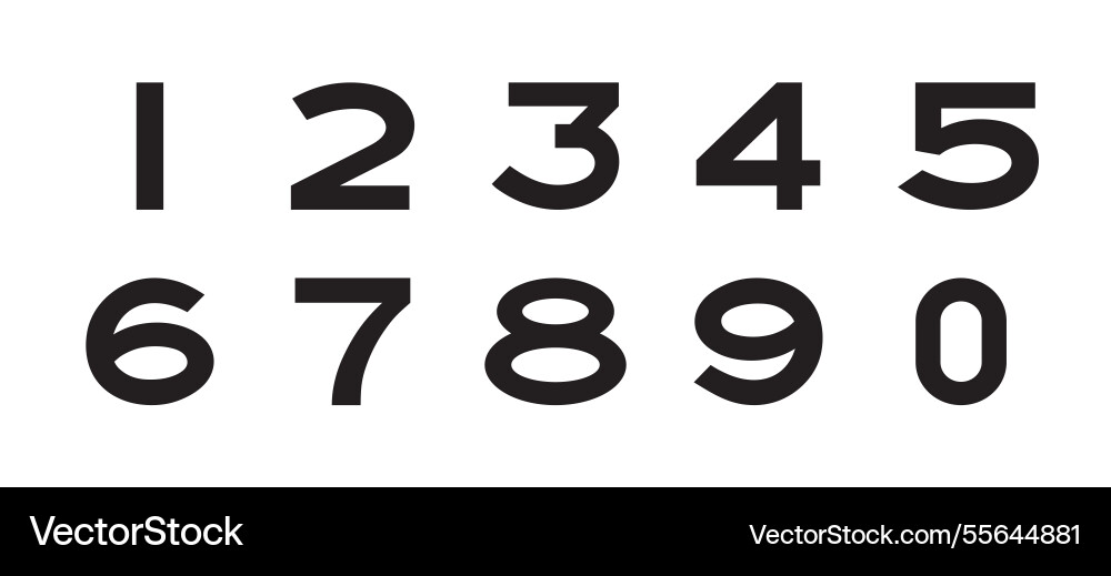Black numbers from zero to nine Vector Image