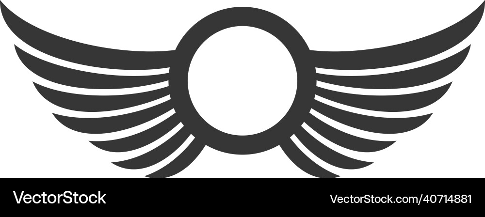 Blank round badge with wings black insignia Blank round badge with wings black insignia vector image