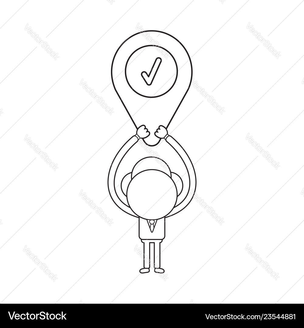 Businessman character holding up map pointer vector image