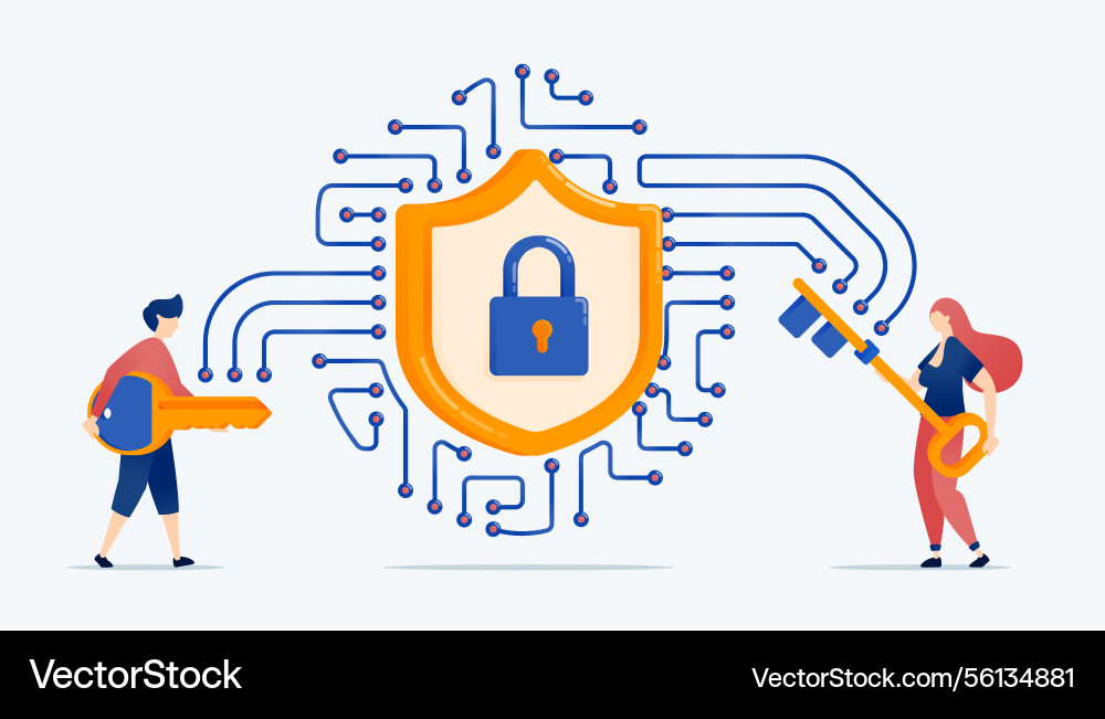 Chip designed for network security is symbolized Chip designed for network security is symbolized vector image