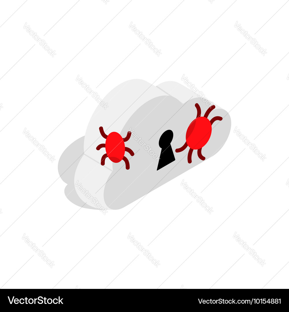 Cloud with keyhole and computer virus icon vector image
