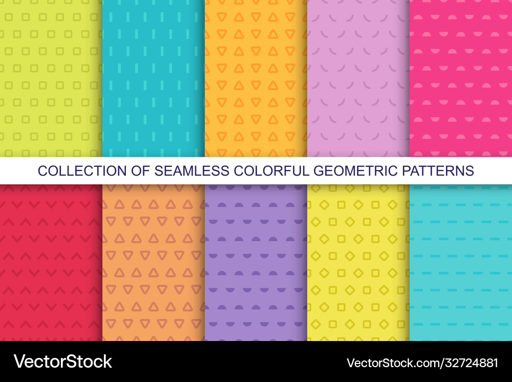 Collection simple seamless geometric patterns Collection simple seamless geometric patterns vector image