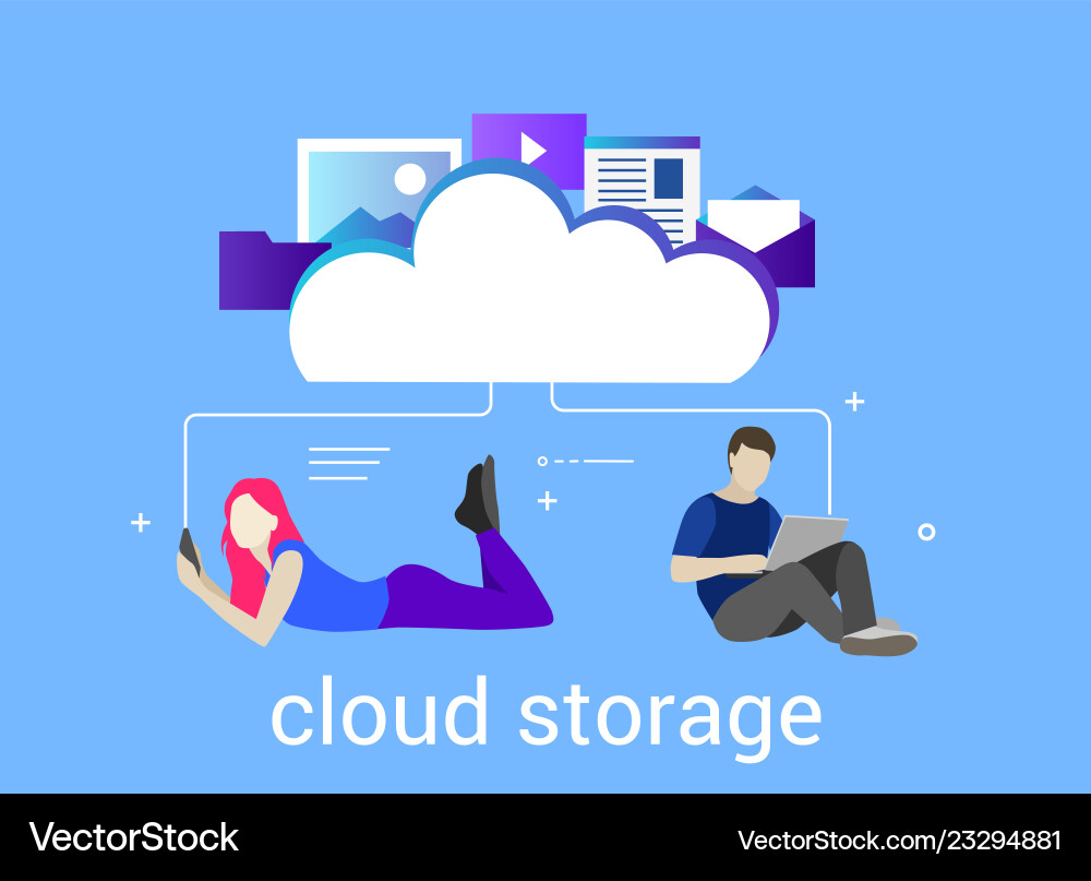 Computer device data cloud storage security flat Computer device data cloud storage security flat vector image