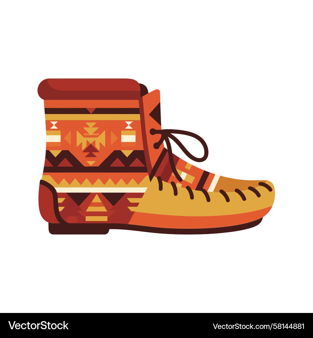 Geometric Boot Pattern with Laces Vector Image