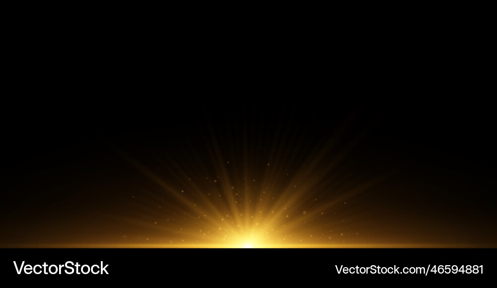 Golden backlight with rays and glowing particles vector image