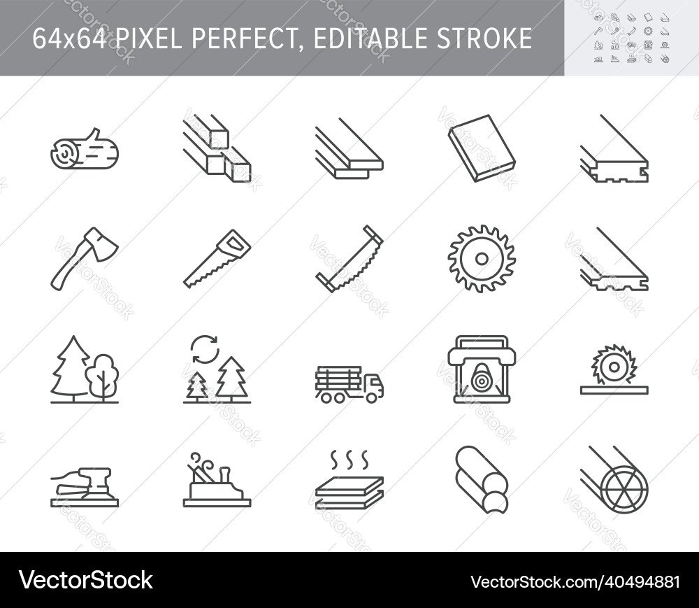 Lumber line icons include Lumber line icons include vector image