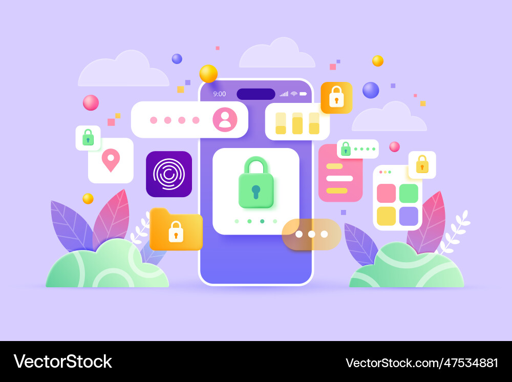 Modern 3d of data protection Vector Image