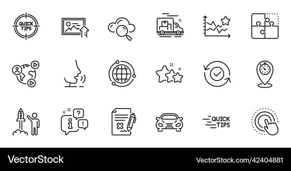 Outline set of launch project puzzle and ranking vector image