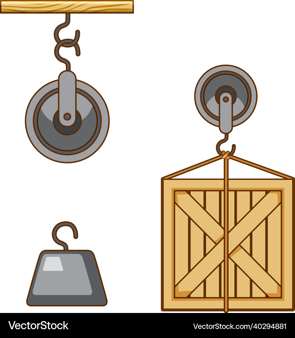 Physics Experiment: Pulley System Vector Image