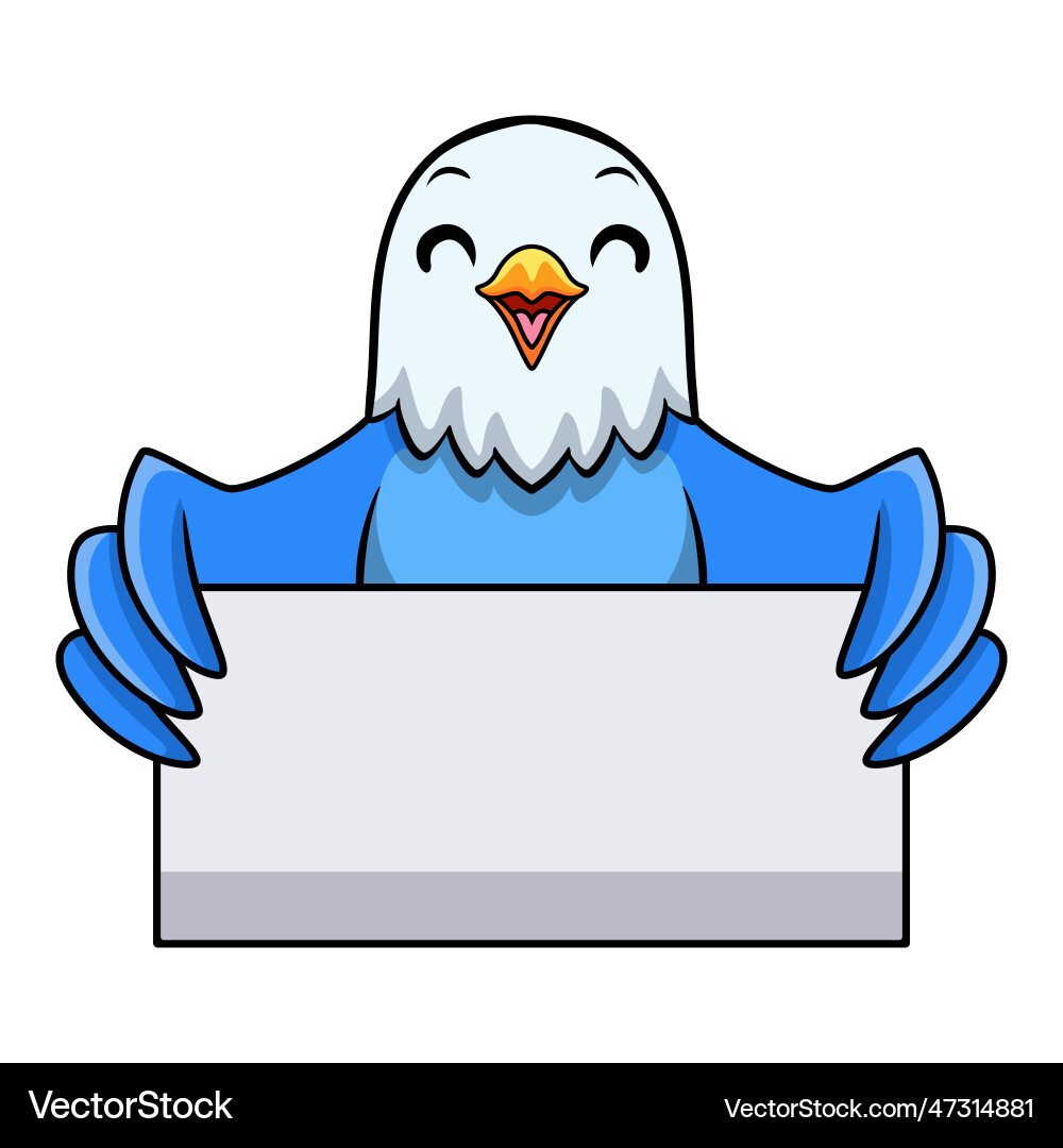 Süße blaue Liebe Vogel Cartoon mit leerem Schild Süße blaue Liebe Vogel Cartoon mit leerem Schild vektorbild