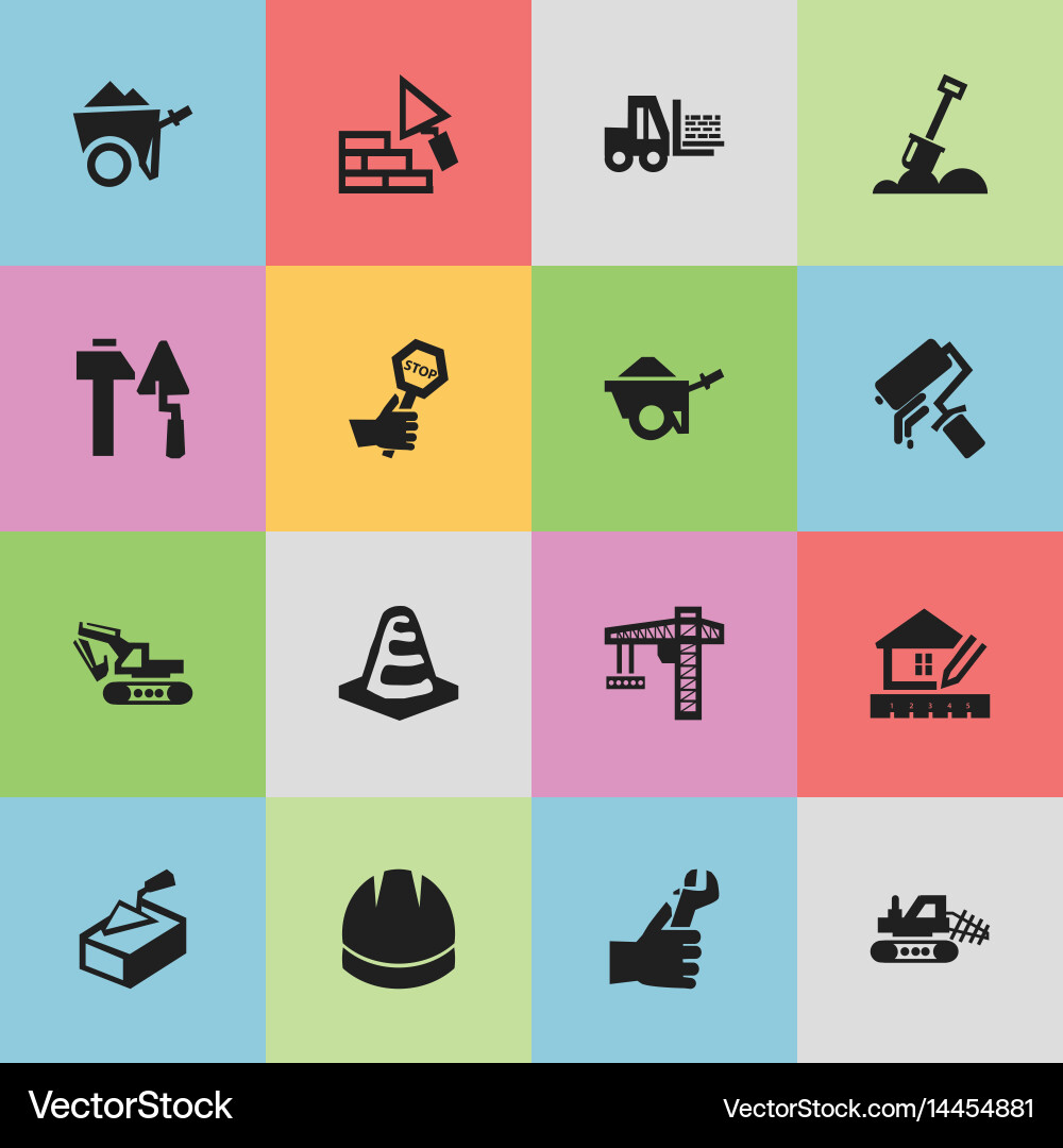 Set of 16 editable structure icons includes vector image
