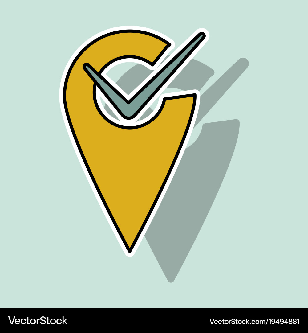 Sticker navigation geolocation icon in flat vector image