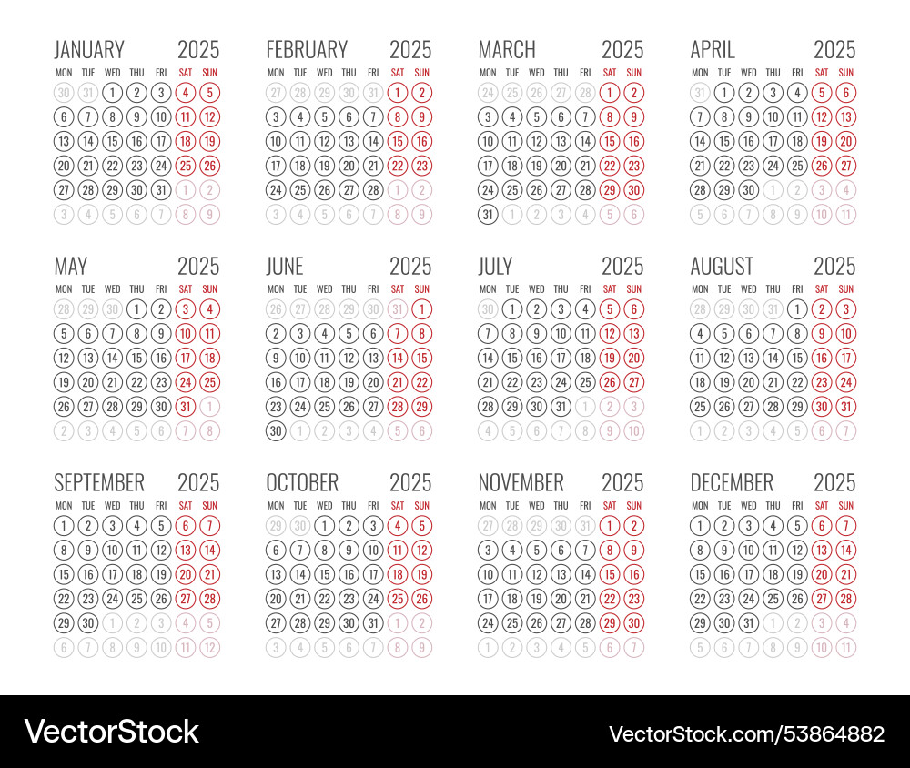 2025 year calendar design 2025 year calendar design vector image