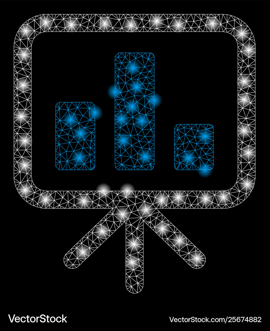 Bright mesh 2d bar chart display board with flare vector image