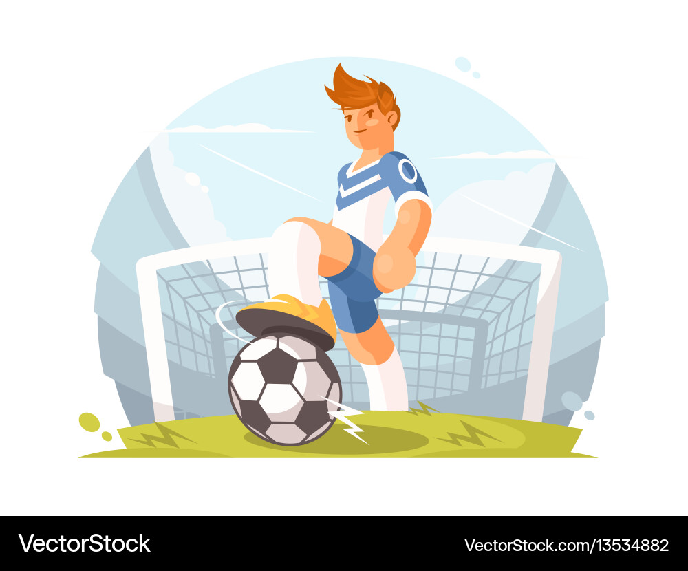 Cartoon Football Player on Green Lawn vector image