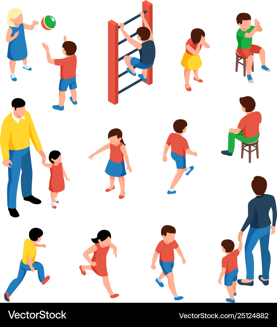 Children isometric set Royalty Free Vector Image