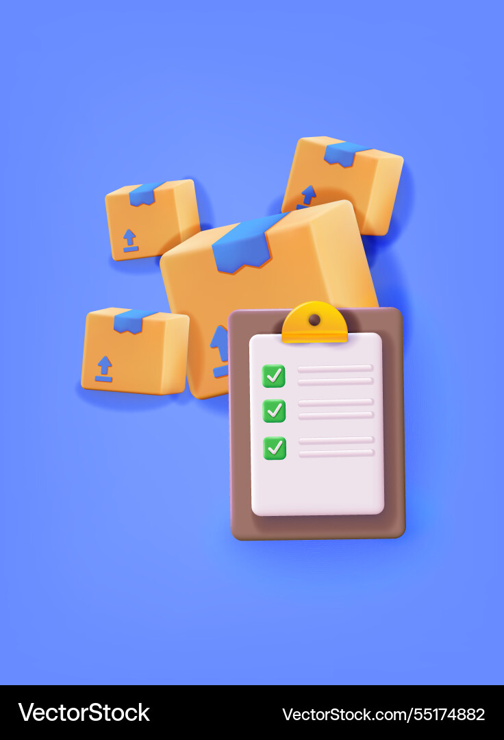 Clipboard on package checklist with delivery Vector Image