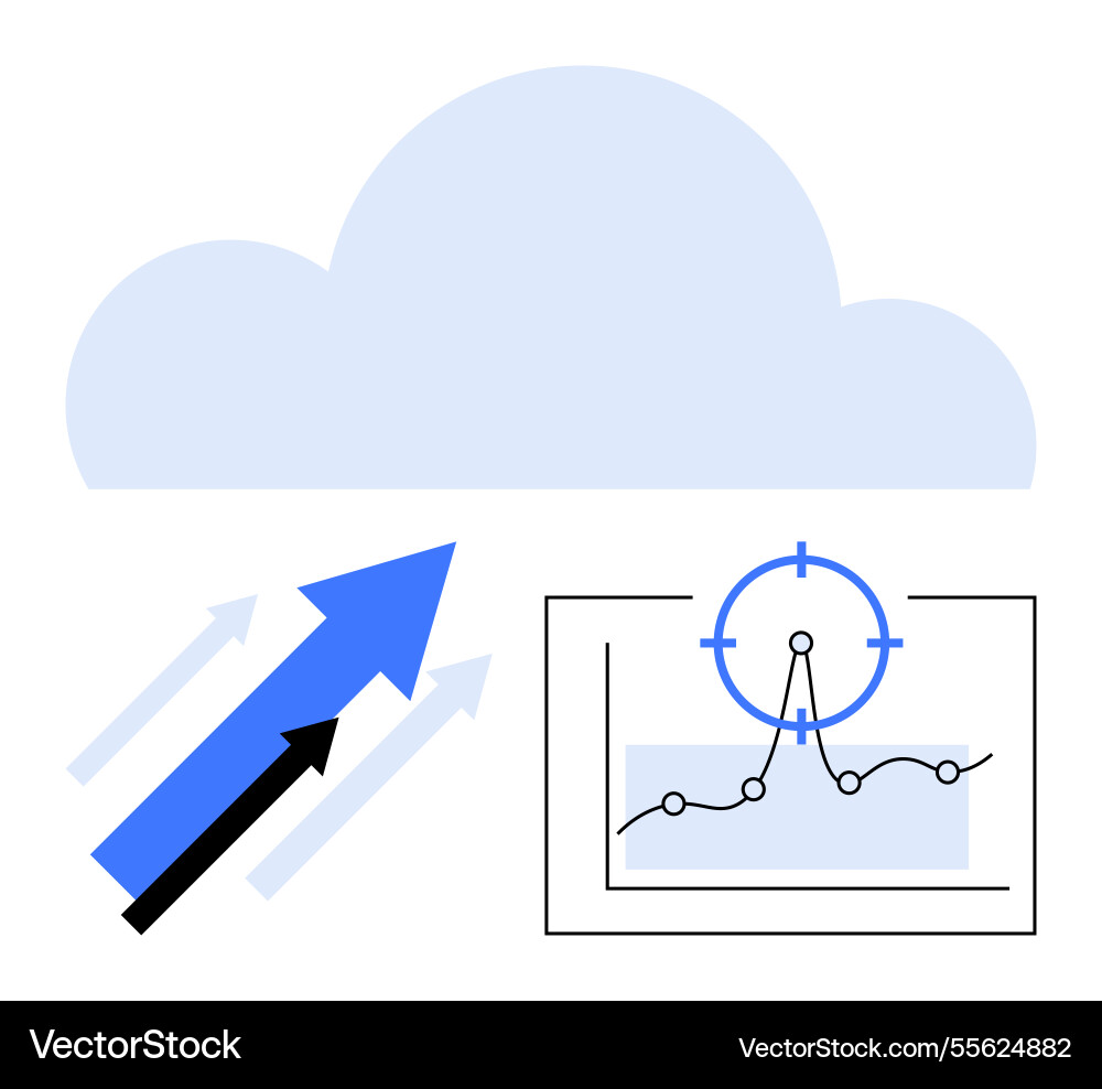 Cloud computing growth with analytics dashboard Cloud computing growth with analytics dashboard vector image