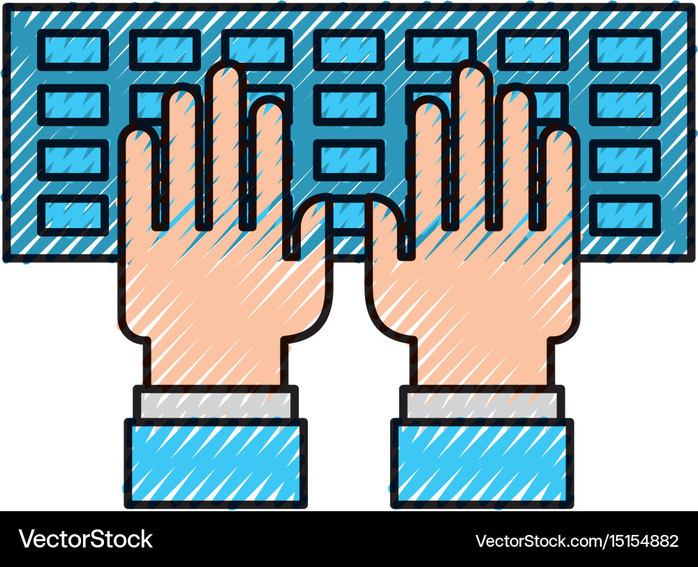 Computer keyboard with hands user vector image
