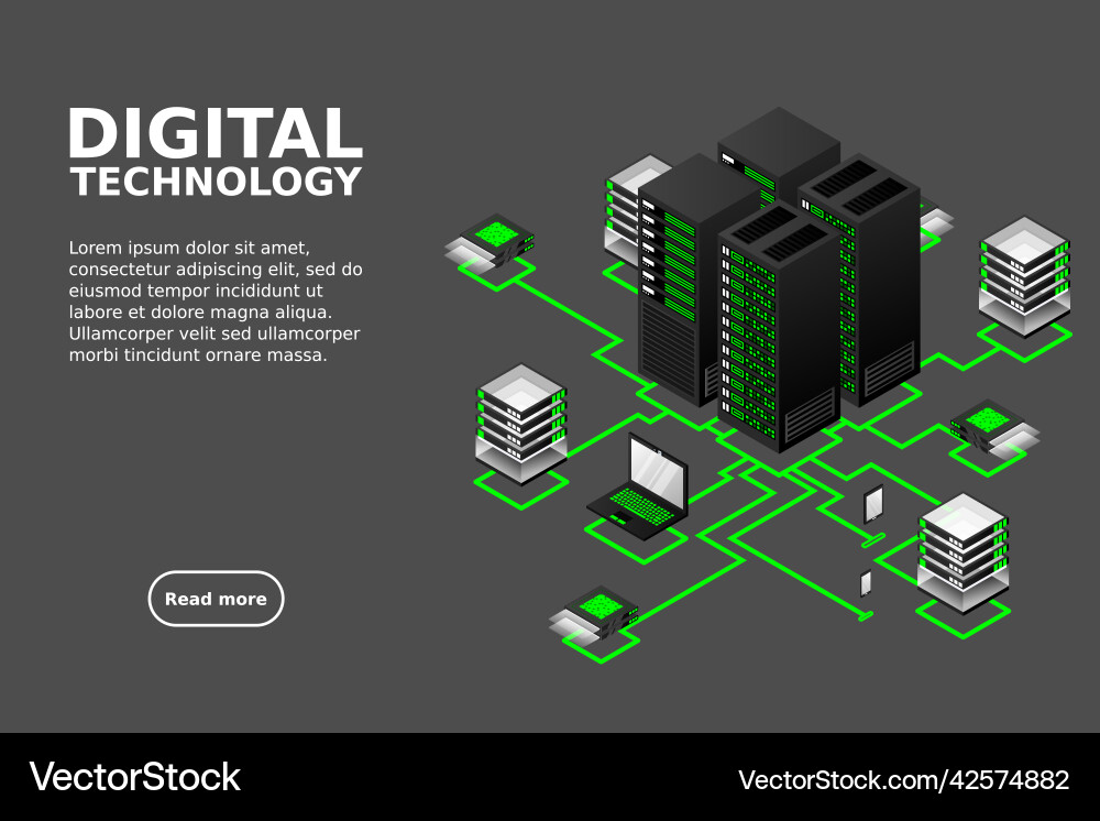 Concept of data network management isometric map vector image