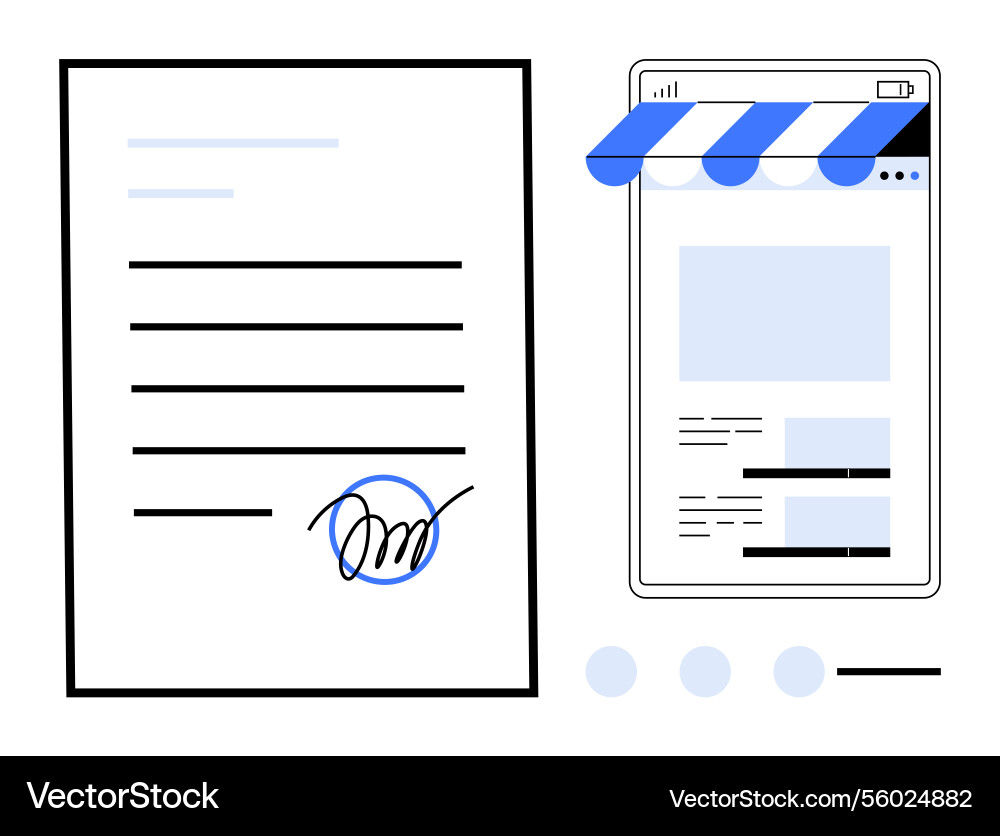 Digital contract signing with mobile browser and e Digital contract signing with mobile browser and e Vector Image