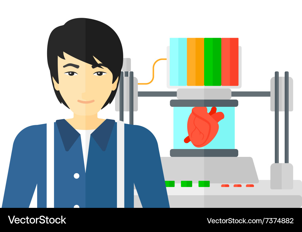 Man with three d printer Vector Image