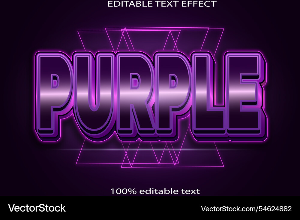 Purple editable text effect 3d emboss neon style Purple editable text effect 3d emboss neon style vector image
