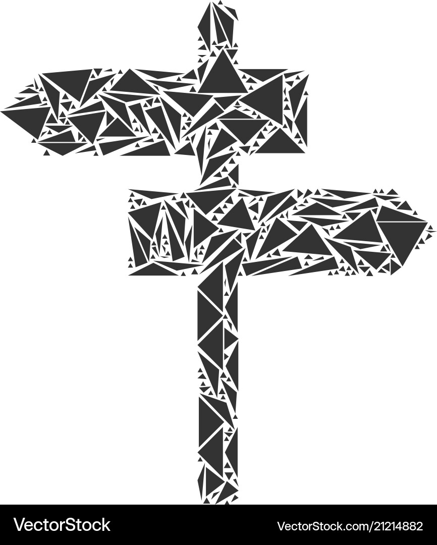 Road pointer mosaic of triangles Road pointer mosaic of triangles vector image