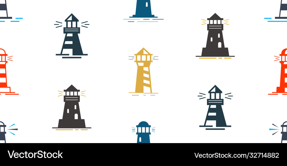 Seamless pattern with lighthouse Vector Image